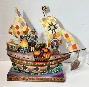 Jim Shore We Are Blessed Thanksgiving Tischdeko Schiff Mayflower Heartwood Creek - Bild 1 von 9