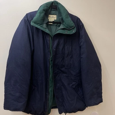 Eddie Bauer Men’s Vintage Y2K Heavy Jacket Coat Navy  Large - Image 1 of 4