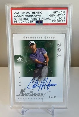 Collin Morikawa 2021 SP Authentic Golf RC Retro Rookie Auto RT-CM /99 PSA 10 - Image 1 of 4