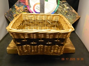 Natural Basket Paper and Woven Willow Rustic Home Trends 12" Square - Picture 1 of 6