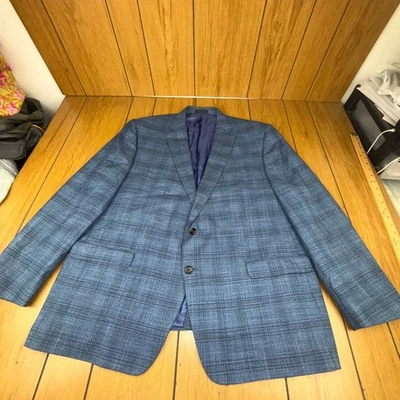 Ralph Lauren LAUREN Men's Plaid Sport Coat Blazer 50R Blue Polyester Blend - Image 1 of 4
