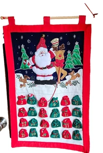 Christmas Tree Advent Pocket Calendar Count Down Candy Cane Santa Rudolph Trees - Picture 1 of 5
