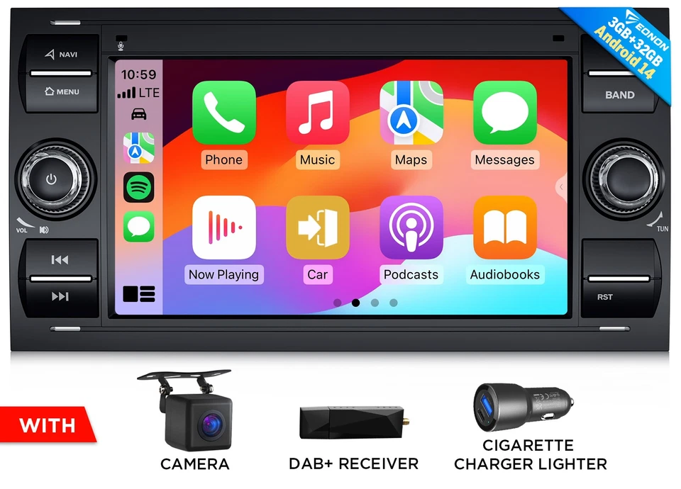 DAB+ Android 14 FDX7 Autoradio Navi CarPlay DSP Für Ford Focus Transit MK7 S-Max - Bild 1 von 4