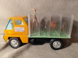 Vintage 1960er Jimson Kunststoff Zoo Tier Friktion LKW Giraffe Löwe Gorilla - Bild 1 von 10