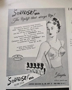 1949 Womens Surprise Bra Uplift that stays up vintage Fashion Art ad - Bild 1 von 1
