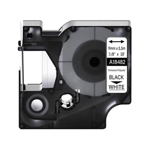 1PK 18482 Black on White Industrial Permanent Label Tape for Dymo Rhino 9mm - Picture 1 of 24