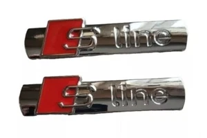 2 emblema distintivo cromato Audi S Line SLine A 1 2 3 4 5 6 8 Q S RS metallo: Regno Unito - Foto 1 di 2