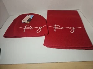 Roxy Red Neck Scarf With Matching Beanie Knit Hat -New - Picture 1 of 5