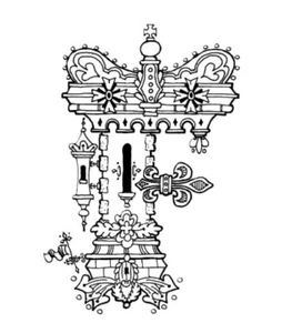 EINZIGARTIGE Schloss Briefmarken ALPHABETH BUCHSTABE "F" - Kissen montierfertig Gummistempel - Bild 1 von 2