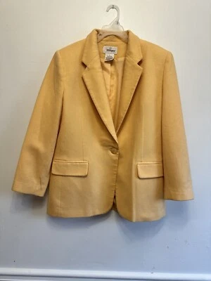 Vintage 80s Wool Blazer Peach Pink Women’s 12 Minimalist Mod Single Button Jacke - Image 1 of 4