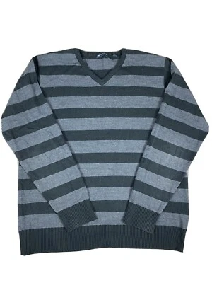 Paper Denim Cloth Black & Gray Striped V Neck Shirt Sweater Mens Sz XL Pullover - Image 1 of 4