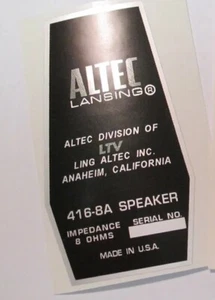 ALTEC 416-8A Lautsprecher Treiber ""ABZIEHBILD"" Neu! - Bild 1 von 1