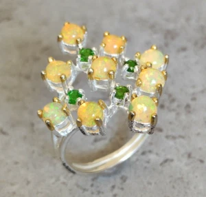 Welo Opal Ring Äthiopien 925 Sterlingsilber Heilstein Größe 59 Handarbeit R1797 - Bild 1 von 6