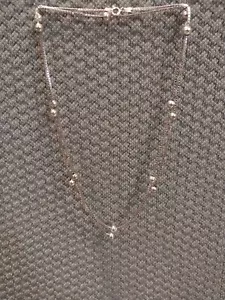 Italian Beaded Box Link Necklace Sterling Silver 925 36 in Long - Picture 1 of 9