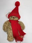 Hallmark Mary Red Hat Scarf Christmas Winter Stuffed Plush Brown Bear 9" Tag