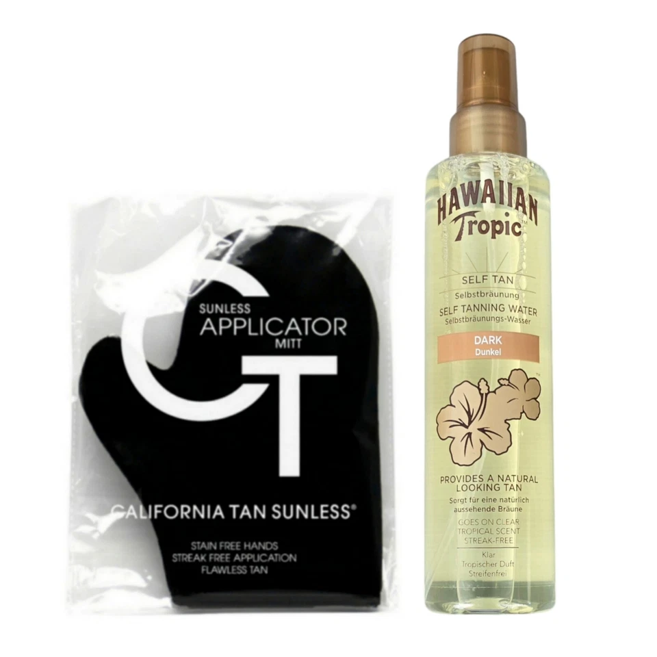 Hawaiian Tropic/Self Tanning Water "Dark"190ml & CT Sunless Applicator Handschuh