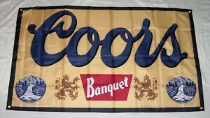 COORS BANQUET BEER 3'X5' FLAG BANNER MANCAVE COORS LIGHT BAR GARAGE COLORADO
