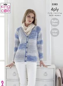 King Cole 5383 Knitting Pattern: Ladies Sweater & Cardigan, 4ply, 28-46", - Picture 1 of 2