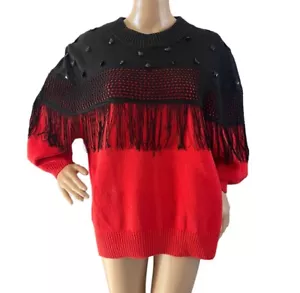 Bonnie and Bill by Holly Damenpullover M Fransenpullover Top Western Vintage - Bild 1 von 6