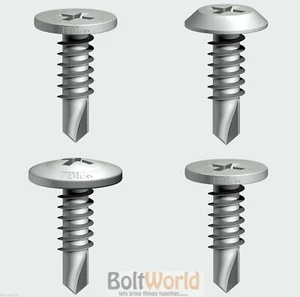 LOW PAN WAFER HEAD PANCAKE HEAD METAL FRAMING BOLTS SCREWS SELF DRILLING STEEL - Picture 1 of 4