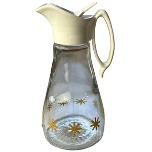 Bottiglia dispenser vetro sciroppo capanna di tronchi vintage Atomic Starburst MCM pancake - Foto 1 di 6