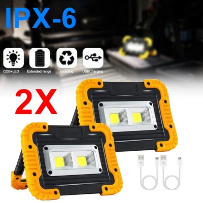 2X USB Rechargeable COB LED Work Light Lamp Floodlight Camping Emergency Torch - Image 1 of 4