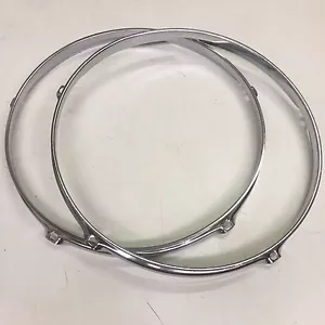 Drum Hardware Parts - Pair 13" - 5 Hole Chrome Drum Hoops - 1.9mm Triple Flange - Picture 1 of 3