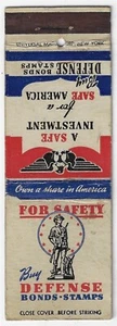 Vintage Matchbook Cover Buy USA Defense Bonds Stamps A Safe Investment . - Picture 1 of 3