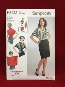 Simplicity K8452 1950s Vintage Shirt Womens size S M L Pattern - Bild 1 von 2