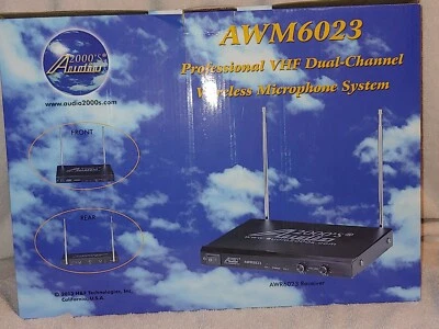 Audio 2000's AWM6023 Professional VHF Dual-Channel Wireless Microphone System - Image 1 of 4