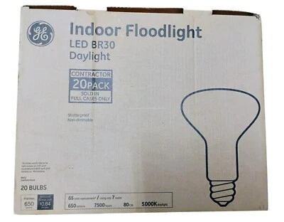 GE Indoor Floodlight LED BR30 Daylight Contractors 20 Bulb Pack In 65 Wt Using 7 - Image 1 of 4