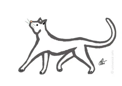 JACQUELINE DITT - Catwalk - Remix darkgr. Original Druck Grafik sign. Katze cat - Bild 1 von 2