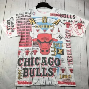 Chicago Bulls Champs NBA Large Mitchell & Ness T-Shirt White Men New - Picture 1 of 10