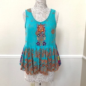 Pre-Owned Women's Antica Santoria By Giacomo Cinque| Printed Blouse Sz.Sm - Picture 1 of 6