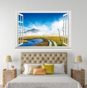 3D Lawn River Hill 148 Open Windows WallPaper Mural Impresión de pared AJ Jenny - Imagen 1 de 2