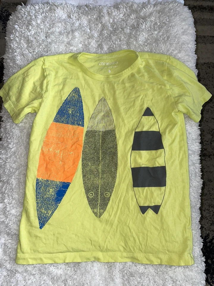 Crewcuts boys sz. 8 yellow surfboard design tee. Soft, cute - Image 1 of 4