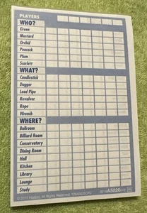 2015 CLUE Boardgame Replacement Piece: Detective Notebook Sheets - Picture 1 of 5