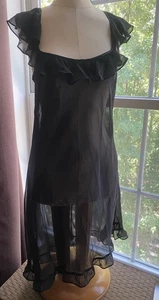 Intimates by Flora Schlupfkleid Damen M creme transparent asymmetrisch Nachthemd schwarz - Bild 1 von 6
