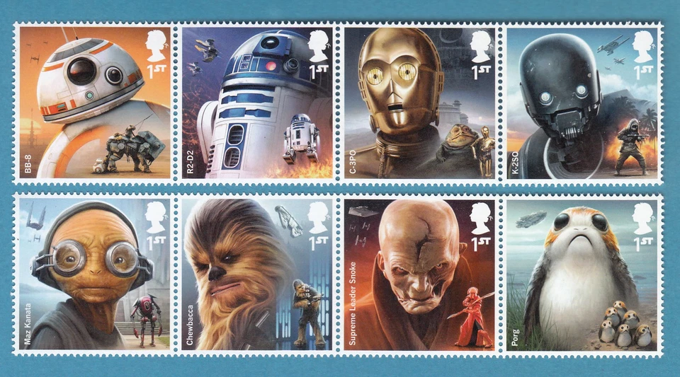 GB 2017 STAR WARS ALIENS & DROIDS Set of 8 x 1st Class Stamps SG4007- SG4014 MNH - image 1 of 1