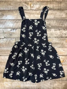 Art Class Overall Romper XXL Girls Size 18 Black W/ Daisies Shorts 90s Style - Picture 1 of 5