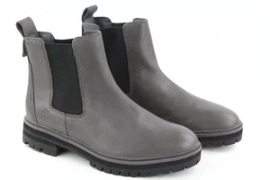 TIMBERLAND A2DY3 Damen Grau Leder Stiefel EU40 UK7 Almond Toe Gummi Knöchel - Bild 1 von 13