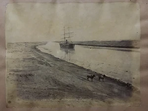 Fotografía de albúmina barco español canal de suez egipto 11,50 pulgadas x 9 pulgadas - Imagen 1 de 7