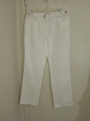 NWT Emporio Armani Women's Ivory White Straight Leg Pants Size 8 Linen Blend - Image 1 of 4