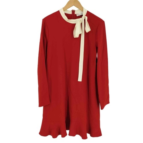 Abito ROSSO VALENTINO (Rosso Valentino) fiocco orlo balza Usato0