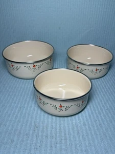 Vintage 3 Kobe Kitchen Floral Enamelware Nesting Bowls EC - Picture 1 of 3