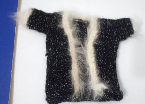 NEGRO CON MANCHA PLATEADA SUÉTER ABRIGO ROPA CLONADA 10" CÍRCULO P JINGER JILL JAN - Imagen 1 de 2