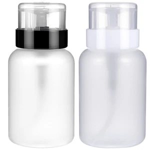 2 Pcs Press Bottle Dispenser Makeup Remover Pump Push down Clear - Picture 1 of 11