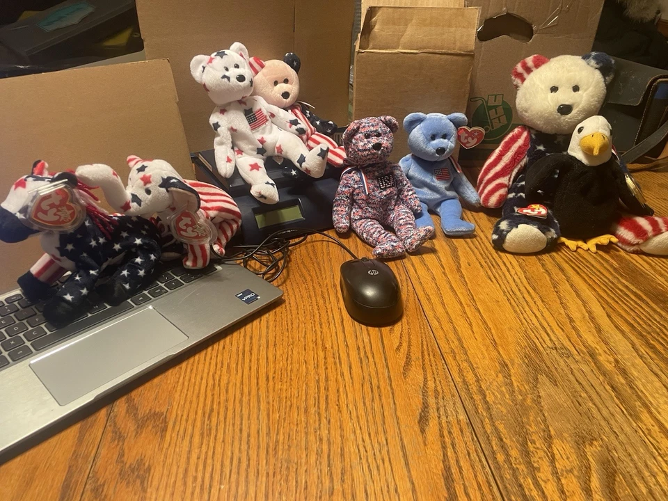Lote de presente colecionável Ty Beanie Baby 4 de julho EUA Glory Patriotic Bear aposentado - Imagem 1 de 4