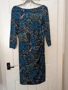 Jessica Simpson Dress size 14 Blue Green Black 3/4 Sleeve - Picture 1 of 6