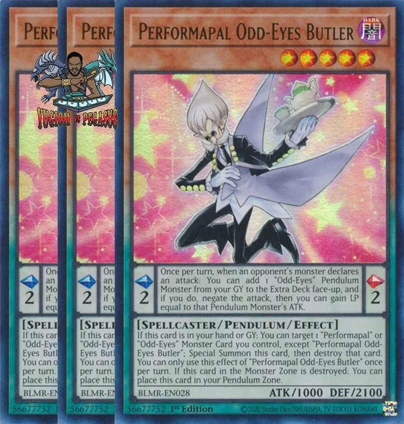 Yugioh! 3x Performapal Odd-Eyes Butler BLMR-EN028 Ultra Rare 1st Ed NM - Image 1 of 1
